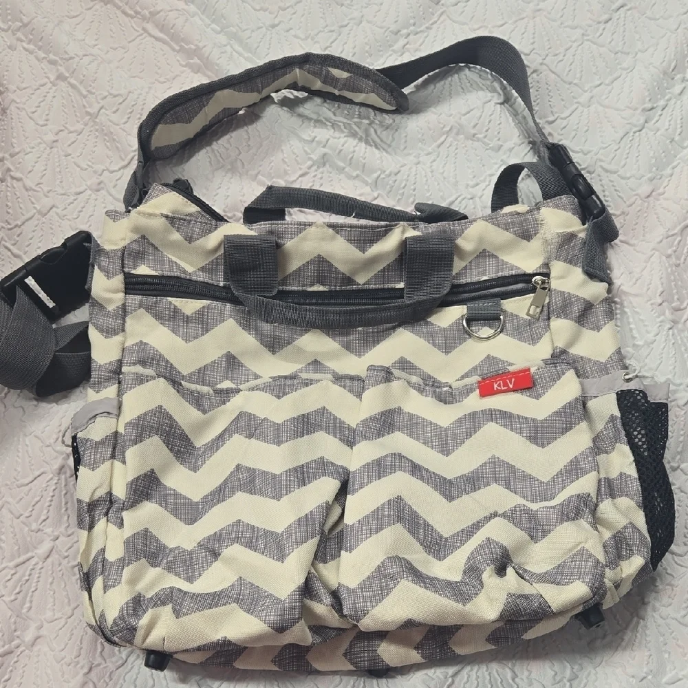 Diaper Bag Chevron Gray and Cream Bag